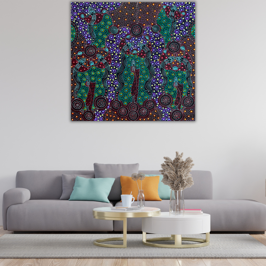 Colleen Wallace, Colleen nungarrayi, colleen nungari, traditional art, contemporary art, altyere aboriginal art, aboriginal art, indigenous art, Australian art, dot painting, dot art work, art, artwork, art for sale, Ltyentye Apurte, painting, painting for sale, wall art, art gallery, Darwin gallery, northern territory, santa Teresa, décor, interior décor, interior design, dot painting, office décor, dot art, art collector, famous artist, dreamings, colour, colourful, intricate, Dream time sisters, 