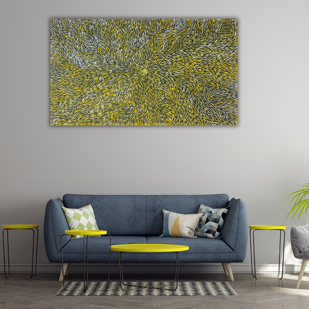 
Jeannie Petyarre Pitjara, Bush Medicine Leaves, Bush Yam, Body Paint, Awelye, Bush Seeds, contemporary art, aboriginal art, indigenous art for sale, Australian art, art collector, altyerre aboriginal art, art work, art gallery, Darwin gallery, painting for sale, wall art, northern territory, alice springs, décor, interior décor, interior design, office décor, art lover, famous artist, utopian artist, dreaming, bush medicine, family business, movement, hypnotic, art storytelling, modern art, traditional art