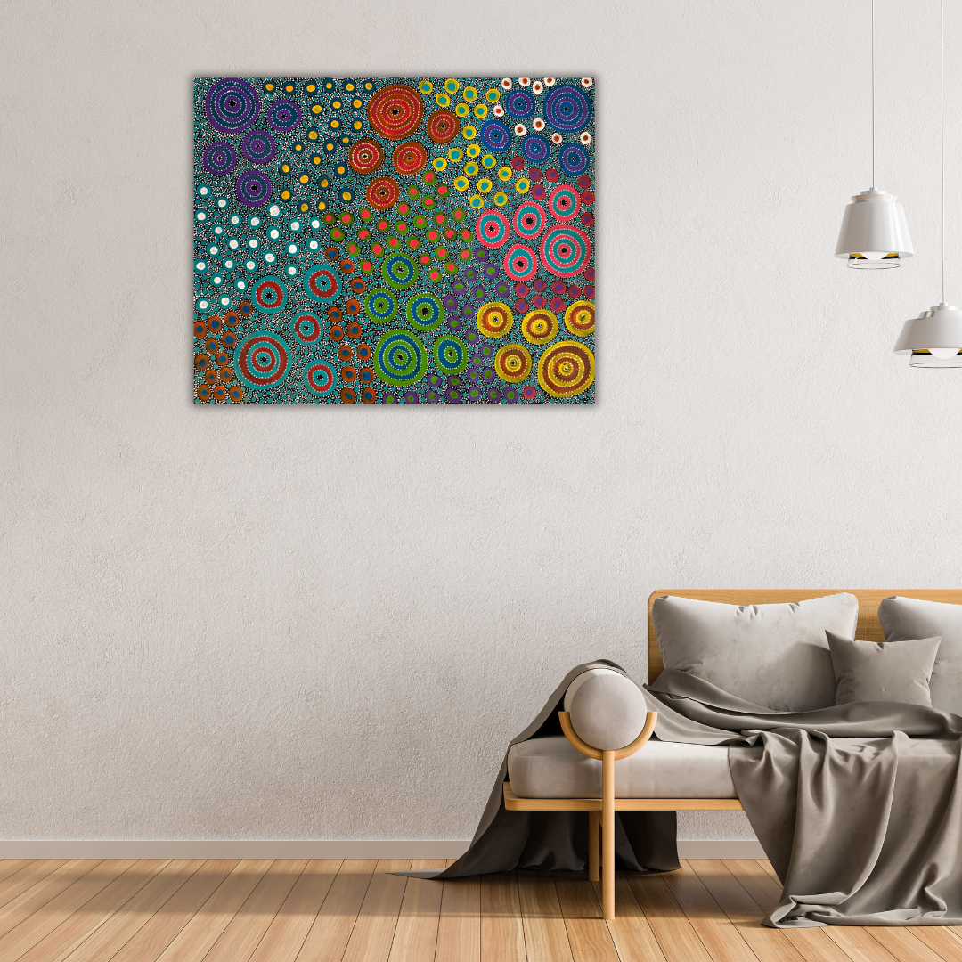 Anna Price, Anna Pitjara, Anna Petyarre, Anmatyerre, Utopia, Aboriginal Art, Indigenous Art, Aboriginal Art, Alice Springs, Northern Territory, Art for Sale, Painting for sale, Indigenous art for sale, Darwin Art Gallery, Dreaming, Dot art, Yam Seed, My Country, Women’s Dreaming, Altyerre Aboriginal Art, Famous Indigenous Artist, dot art painting