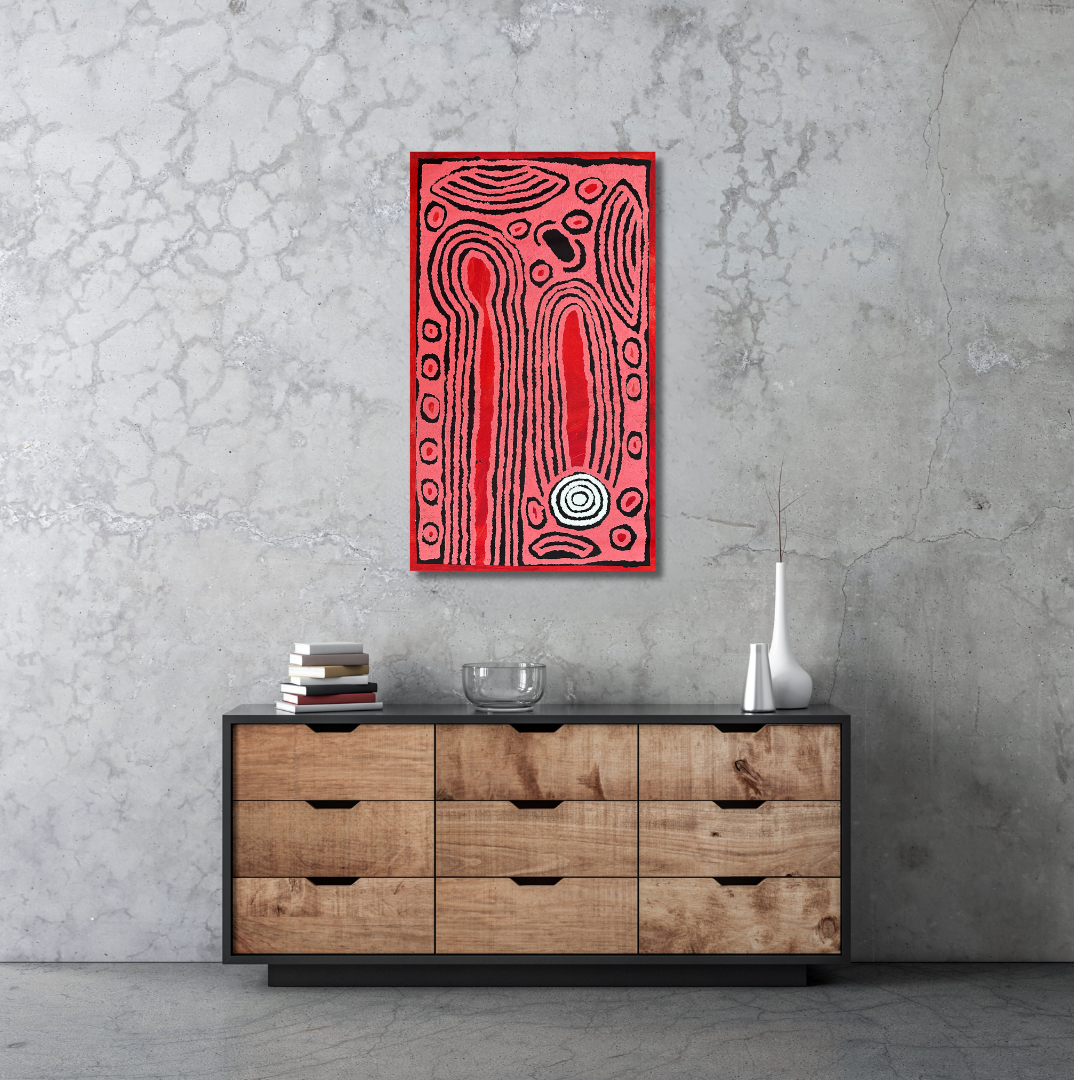 Ningura Naparrula Gibson, Wirrulnga, Western Desert Art, Australian art, Indigenous Art, Aboriginal art, art for sale, painting for sale, famous indigenous artist, Aboriginal art for sale, Indigenous art for sale, Women’s ceremony, dreaming, Altyerre Aboriginal Art, Art gallery, Darwin gallery, kintore, Pintupi, Australian stamp, paris, art collector, art lover, ethical art, original art, direct from the artist, muse du quai branly, décor, office décor, wall art, interior decorating, interior, home décor, d