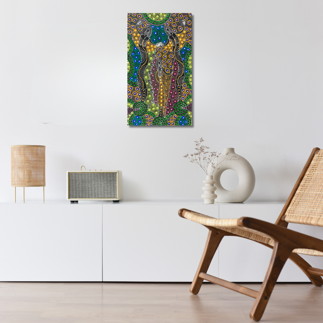 
Colleen Wallace, Colleen nungarrayi, colleen nungari, traditional art, contemporary art, altyere aboriginal art, aboriginal art, indigenous art, Australian art, dot painting, dot art work, art, artwork, art for sale, Ltyentye Apurte, painting, painting for sale, wall art, art gallery, Darwin gallery, northern territory, santa Teresa, décor, interior décor, interior design, dot painting, office décor, dot art, art collector, famous artist, dreamings, colour, colourful, intricate, Dream time sisters,
