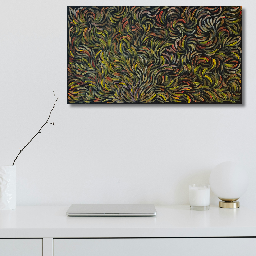Margaret Scobie , Utopia, Indigenous art, Aboriginal Art, Australian Art, Bush Leaf Medicine, Altyerre Aboriginal Art, art, darwin gallery, indigenous painting for sale, aboriginal art for sale, Australian art for sale, 