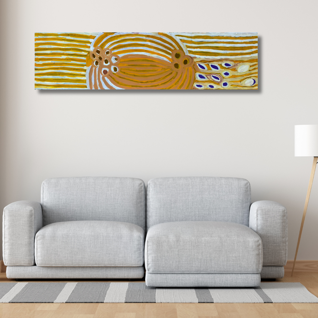 Makinti Napanangka, Western Desert, Pintupi, Indigenous art, Aboriginal art, Australian Art, Indigenous art for sale, art collector, dreaming, famous artist, art décor, interior décor, interior design, painting for sale, Darwin gallery, art gallery, altyerre aboriginal art, order or Australia, western desert art