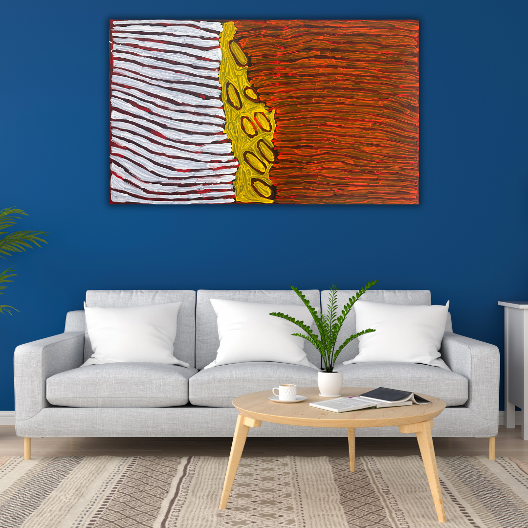 Gracie Nungarrayi Jurrah, Gracie Nungarrayi, My Country, My Country Dreaming, Desert Country, Rockholes, Aerial Perspective, Kintore, Walungurru, Pintupi, Western Desert Art, Northern Territory, Aboriginal Art, Aboriginal Artist, Aboriginal Art for Sale, Indigenous Art, Indigenous Artist, Australian Art, Contemporary Aboriginal Art, Female Artist, Acrylic on Linen, Original Artwork, Art for Sale, Collectable Art, Art Gallery, Darwin Gallery, Altyerre Aboriginal Art, Art, Interior Design, Wall Art