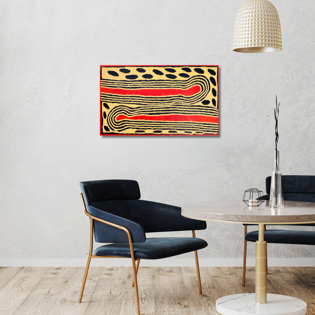 Ningura Naparrula Gibson, Wirrulnga, Western Desert Art, Australian art, Indigenous Art, Aboriginal art, art for sale, painting for sale, famous indigenous artist, Aboriginal art for sale, Indigenous art for sale, Women’s ceremony, dreaming, Altyerre Aboriginal Art, Art gallery, Darwin gallery, kintore, Pintupi, Australian stamp, paris, art collector, art lover, ethical art, original art, direct from the artist, muse du quai branly, décor, office décor, wall art, interior decorating, interior, home décor, d