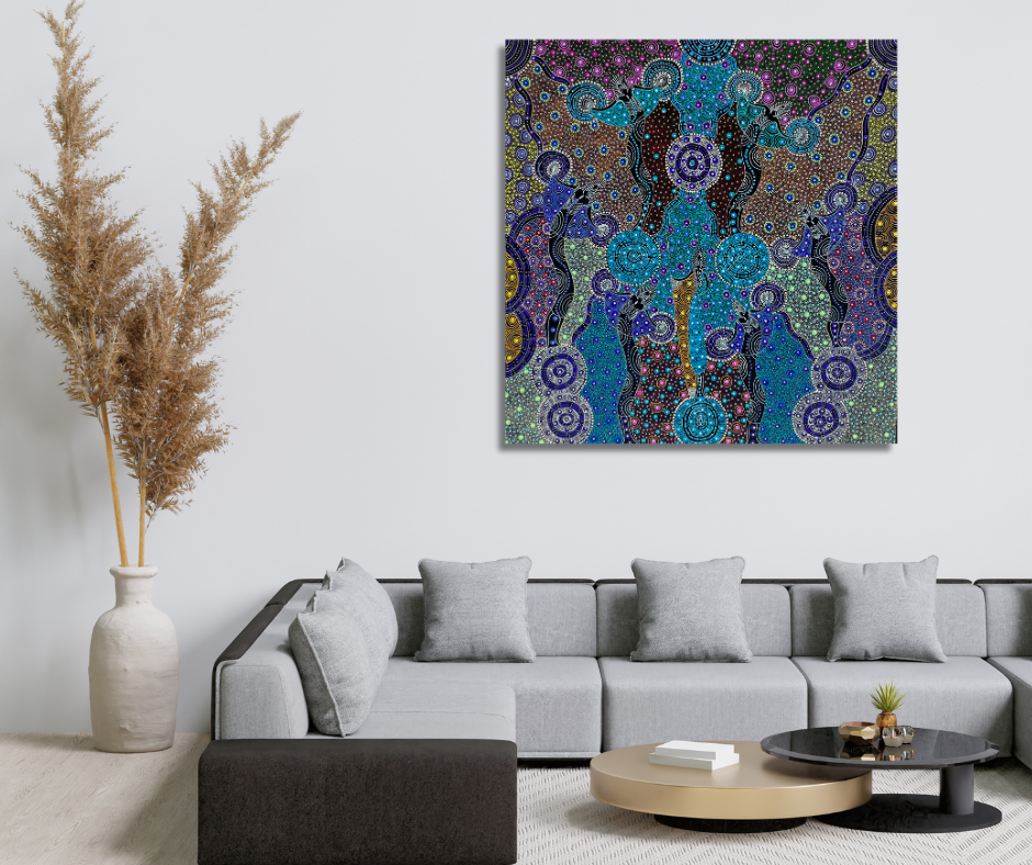 Santa Teresa + Ltyentye Apurte + Colleen Wallace Nungarrayi + Dreamtime Sisters + Nungari + Dot Art + Dot art painting + Darwin Based Gallery + Art Collector + Contemporary Art + Traditional Art 