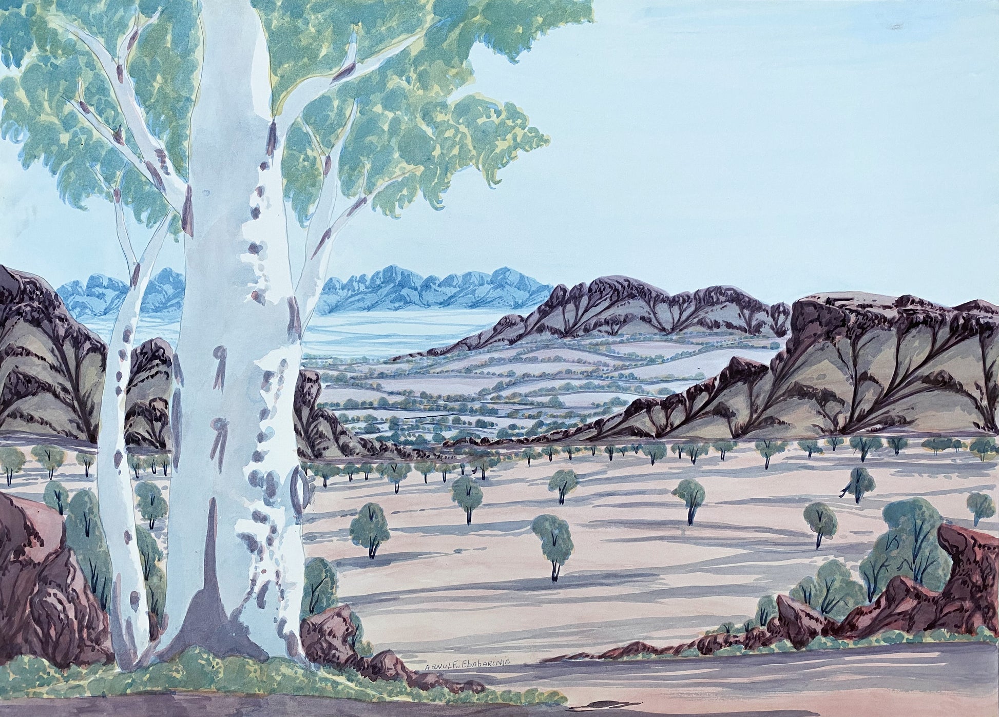 Arnulf Ebatarinja Ebabarinja Water colour Hermannsburg Central Australia Art Painting Indigenous Art Aboriginal Art Australian Art - Darwin Based Gallery - 