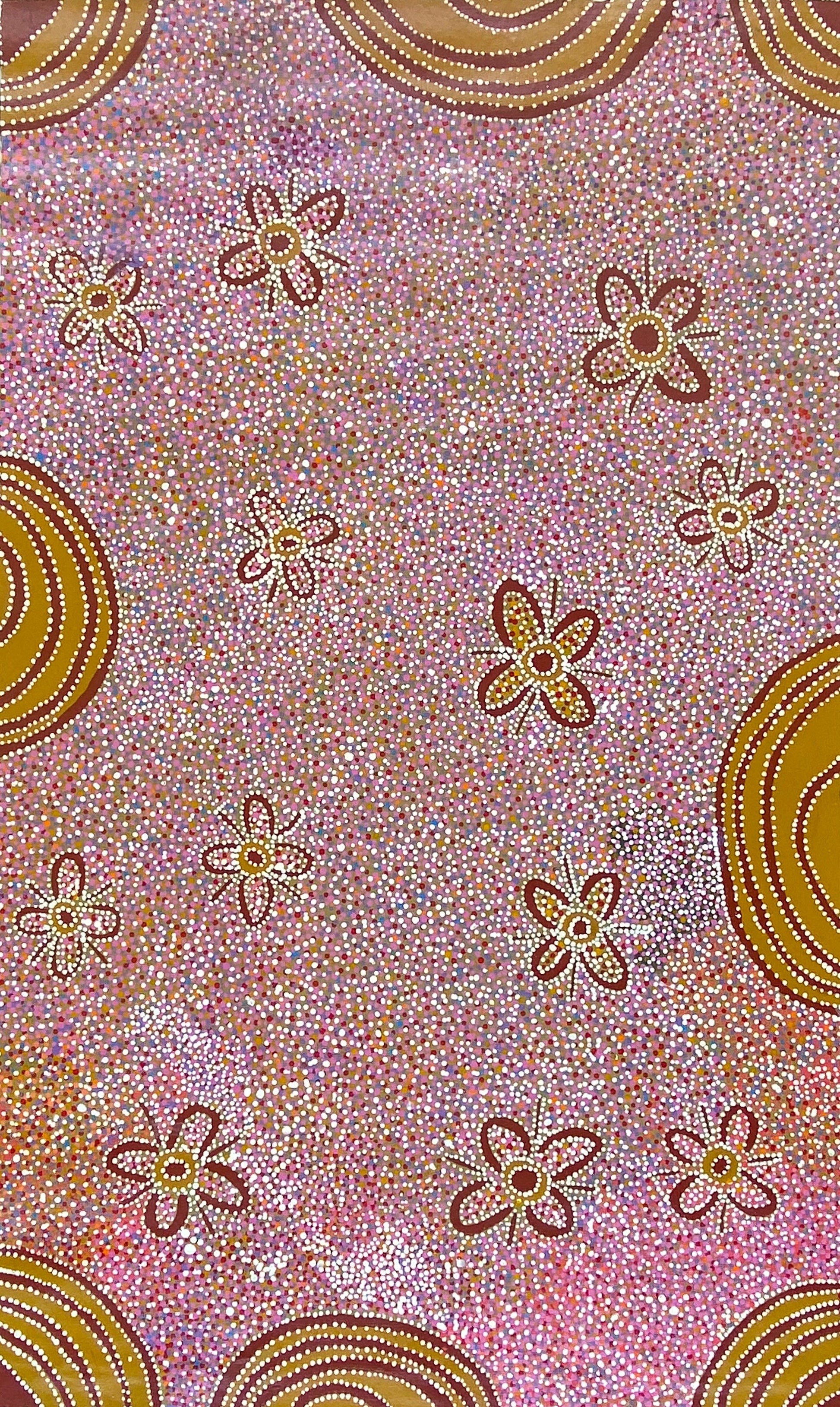 Bessie Pitjara - Women's Ceremony - Dot Art Painting - Iconography - Symbolism Art - Utopia - Indigenous Art - Aboriginal Art - Australian Art - Darwin Based Gallery