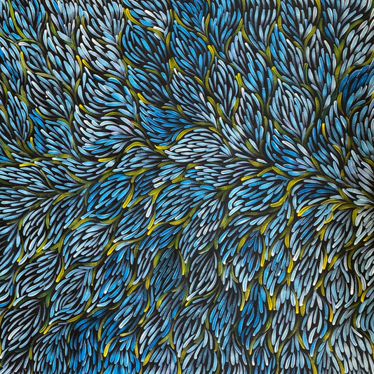 Carolyn Price Bush Seeds Indigenous Art Aboriginal Art Australian Art Utopia Bush Tucker Blue Contemporary Art