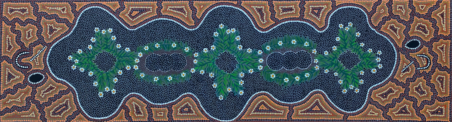 Doreen Nolan Nangala Wangunu Jukurrpa Small Black Seed Dreaming Aboriginal Art Indigenous Art Aboriginal Art Dot Painting Dot Art