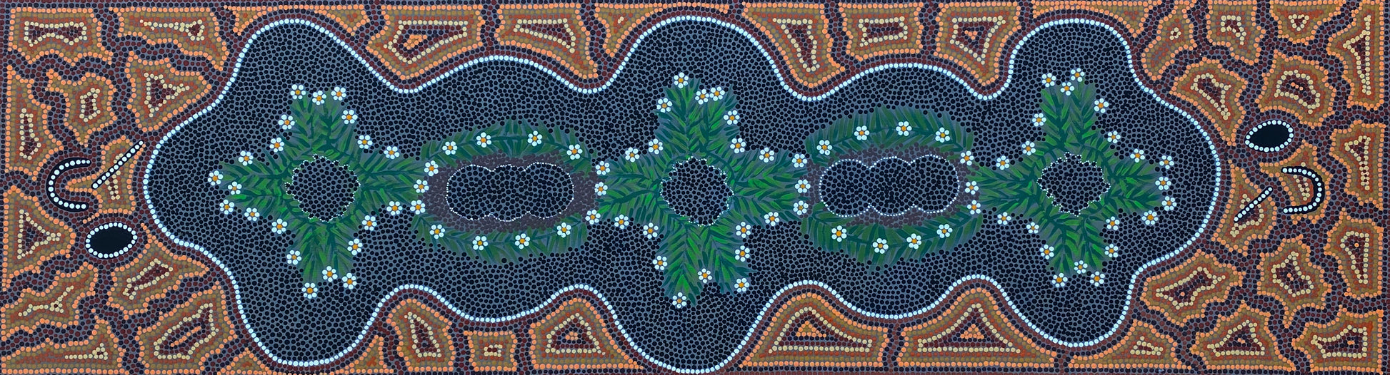 Doreen Nolan Nangala Wangunu Jukurrpa Small Black Seed Dreaming Aboriginal Art Indigenous Art Aboriginal Art Dot Painting Dot Art