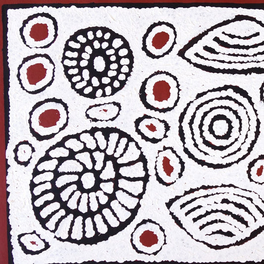 Ningura Napurrula Gibson + Wirrulnga Ningura Naparrula Gibson + Wirrulnga + Western Desert Art + Australian Art + Aboriginal Art + Indigenous Art + Dreaming + Art Story + Art for Sale + Painting for Sale + Art Collector + famous indigenous artist + Kintore + Pintupi + Musee Du Quai Branly + paris + Australian Stamp + Art Gallery + Altyerre Aboriginal Art + Décor + Interior Design + Wall Art + Famous Artist +  Art Story + painting + artwork 