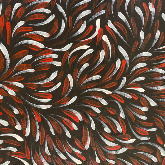 Gloria Tamerre Petyarre, Bush Medicine Leaves, Utopia, Art for Sale, Painting for Sale, Indigenous Art, Aboriginal Art, Australian Art, Darwin Art Gallery, Altyerre Aboriginal Art, Darwin Gallery, famous indigenous artist, aboriginal dreaming, interior décor, home décor, interior decorating, leaves, Iconic, office decor 