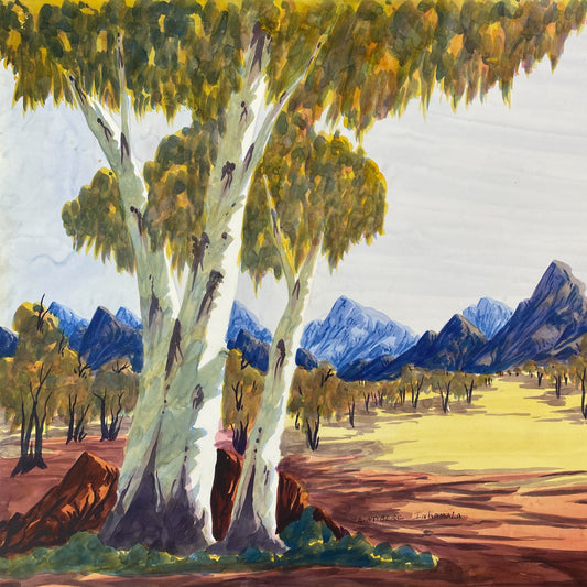 Lindbery Inkamala Central Austrailan Landscape Water colour art Indigenous Art Aboriginal Art Hermannsberg Australian Art