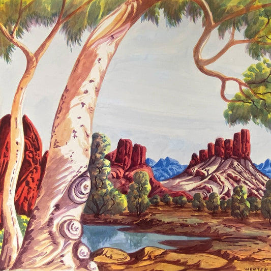 Wenten Rubuntja Central Australian Landscape Indignous Art Australian Art Aboriginal Art Watercolour Water colour 